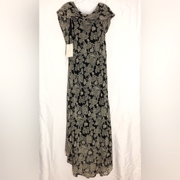 NWT Black Jessica Howard Hi-Lo Lace Patterned Maxi Dress Size 14 - Picture 2 of 8